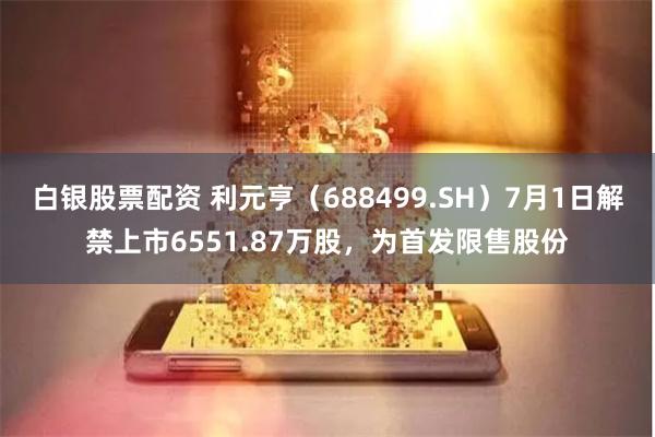 白银股票配资 利元亨（688499.SH）7月1日解禁上市6551.87万股，为首发限售股份